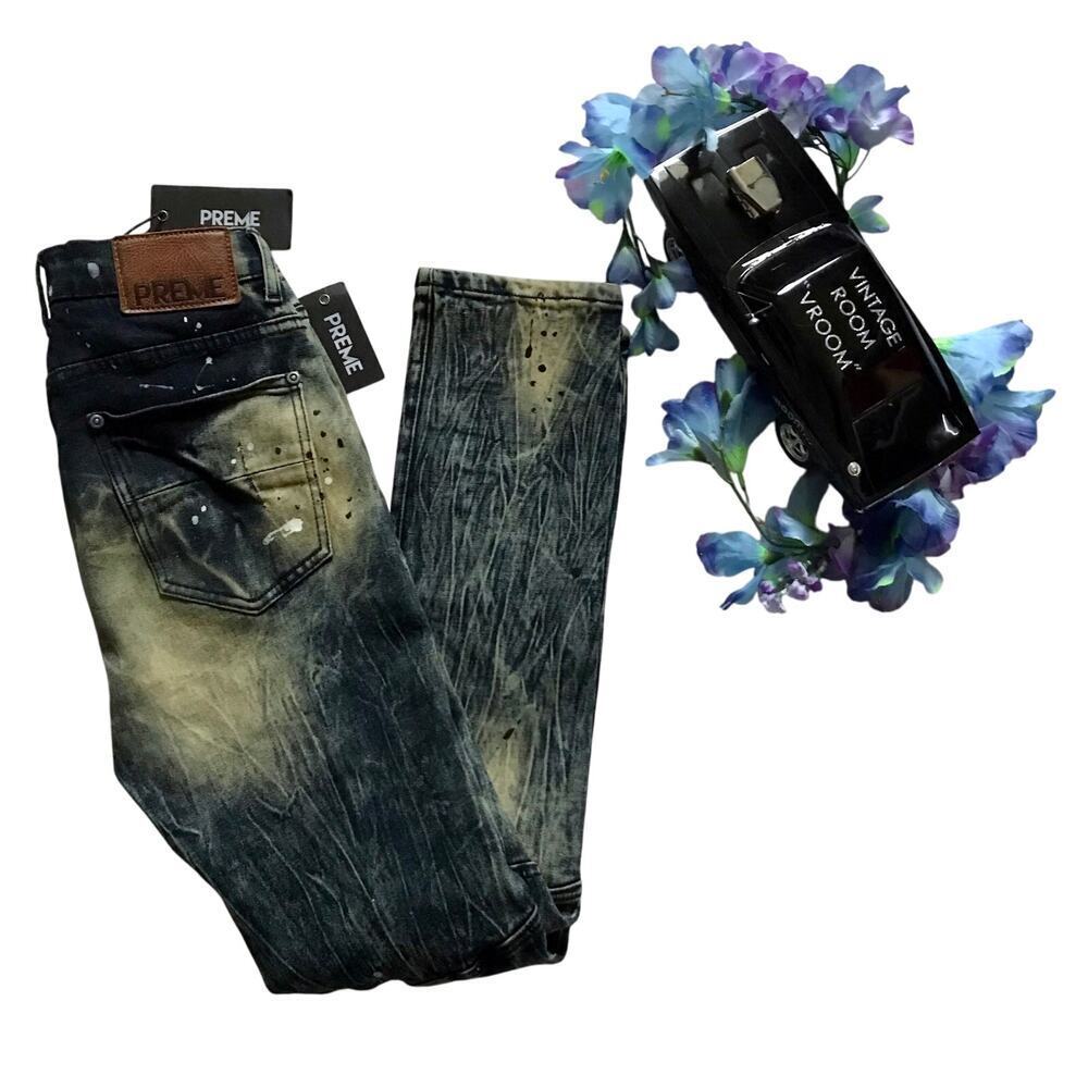 Preme NWT Distressed Stone wash Skinny Jeans Men W30 L32 *Pls See Description*